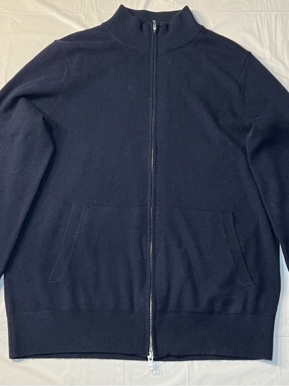 Navy blue Quince 100% Mongolian Cashmere Sweater full zip up size L